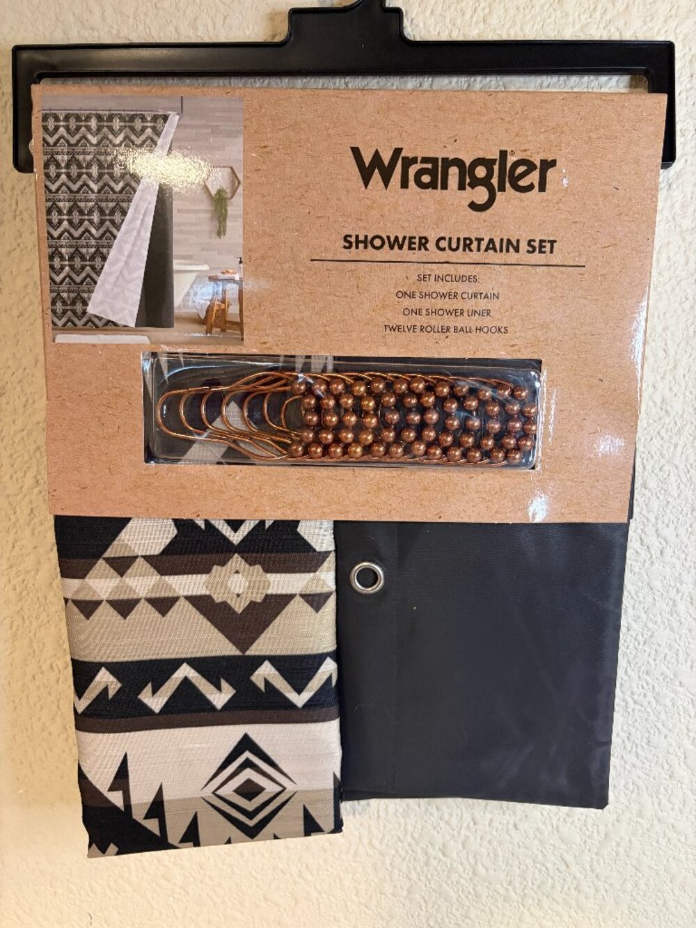 Wrangler Western Shower Curtain Set Liner Hooks 72x72 Southwest Aztec NWT